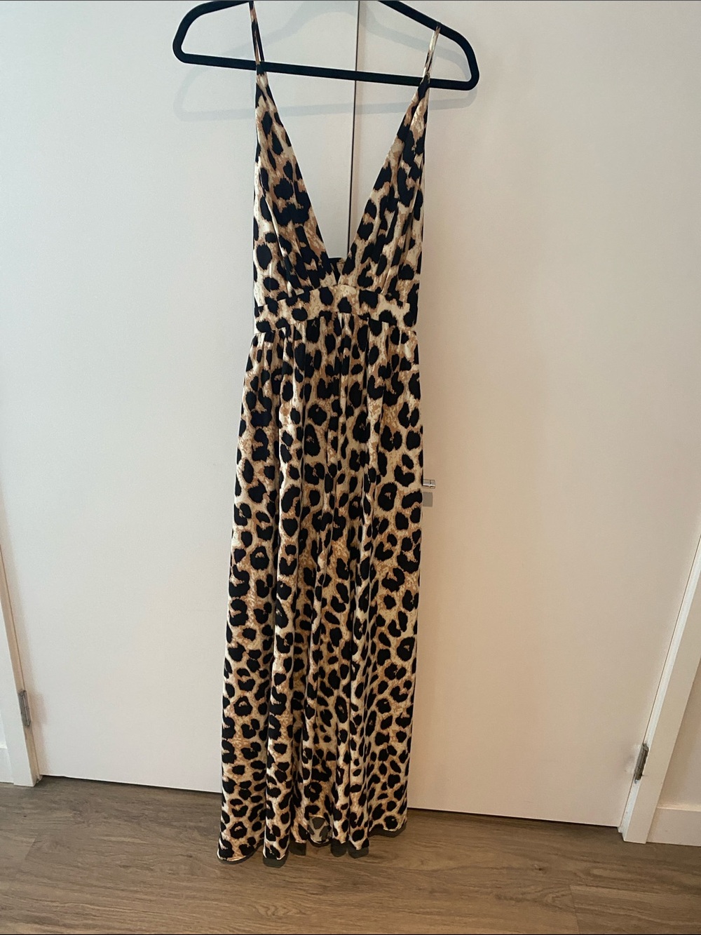 SHEIN Leopard Print Maxi Dress in Tan and Black